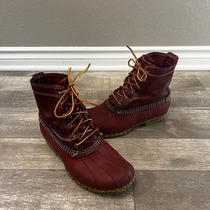 Red LL Bean Duck Boots
